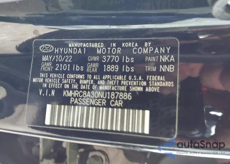 2022 Hyundai Venue Sel z USA, uszkodzony, nr VIN KMHRC8A30NU187886